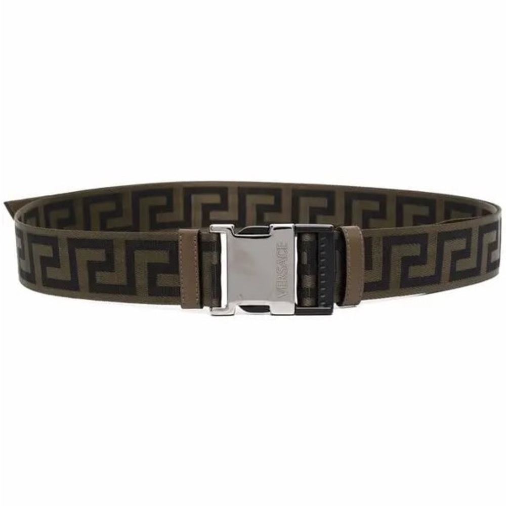 Versace Olive and Black Patterned Belt size 115